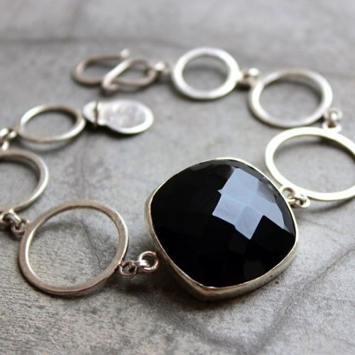 Black onyx bracelet, Sterling silver bracelet, Artisan handmade jewelry