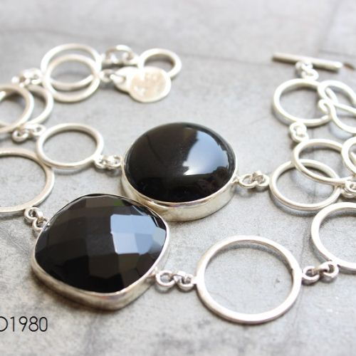 Black onyx bracelet, Sterling silver bracelet, Artisan handmade jewelry