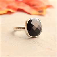 Black onyx ring, Artisan ring, Sterling silver ring, Gemstone ring