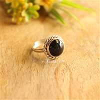 Adjustable ring Black onyx ring, Sterling silver gemstone ring 