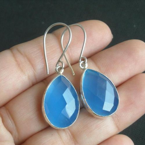 Blue Chalcedony Earrings,Chalcedony Earring,Chalcedony jewelry,blue Chalcedony,sterling silver