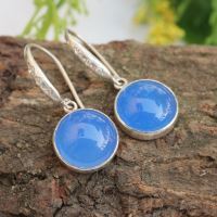 Blue Chalcedony earrings, Silver bridal Earrings, Blue earrings 