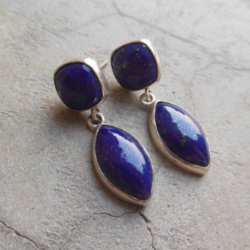Buy Blue Earring, Lapis lazuli earrings, Lapis silver earrings online ...