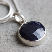 Blue Sapphire necklace, Sapphire sterling silver handmade pendant