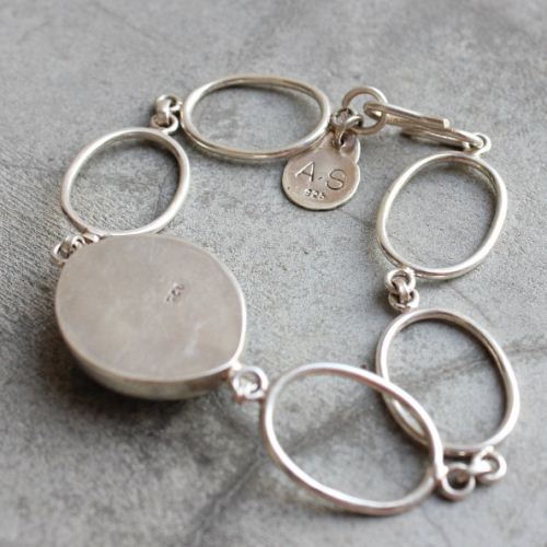 Blue chalcedony bracelet - Artisan bracelet in silver