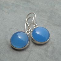 Blue chalcedony earrings, Hook earrings, Dangle silver earrings