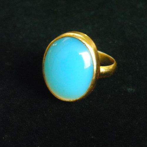 Buy Blue chalcedony ring - vermeil ring - gold ring - oval cabochon ...