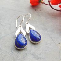 Blue earring - Lapis lazuli earrings - Silver artisan earrings
