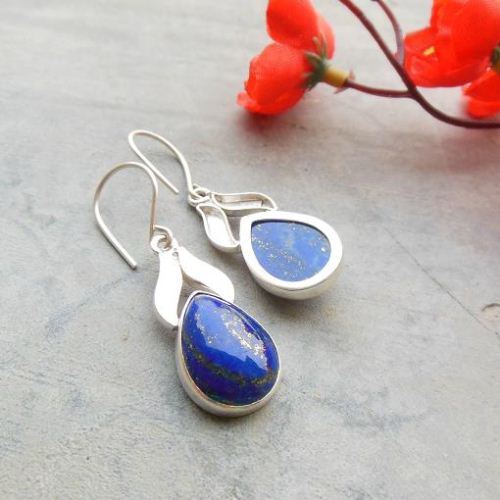 Buy Blue earring - Lapis lazuli earrings - Silver artisan earrings ...