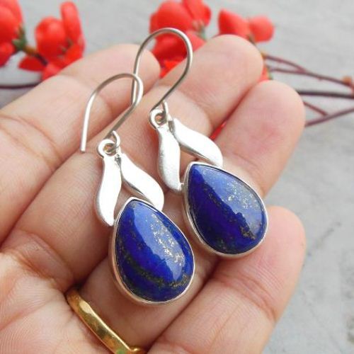 Blue earring - Lapis lazuli earrings - Silver artisan earrings