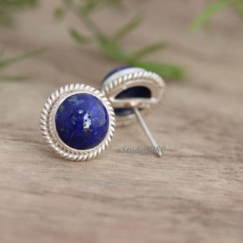 Buy Blue lapis stud earrings for women, Cute unique stud earrings silver online at