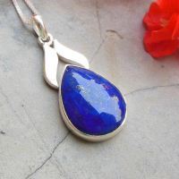 Blue pendant, Lapis lazuli pendant necklace, Unique silver pendant