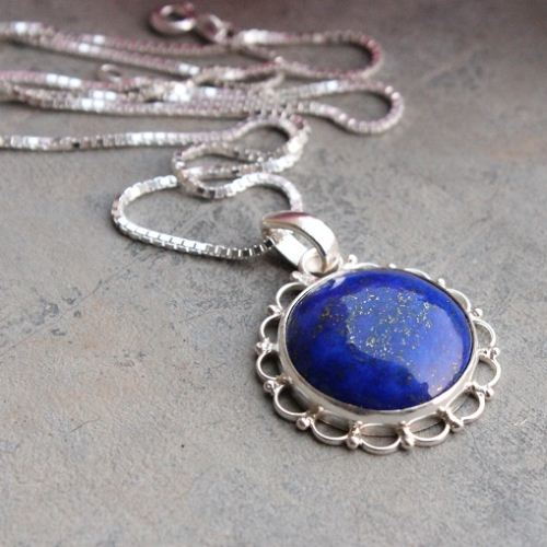 Blue pendant, Lapis lazuli pendant, Lapis pendant silver jewelry