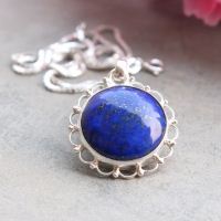 Blue pendant, Lapis lazuli pendant, Lapis silver pendant