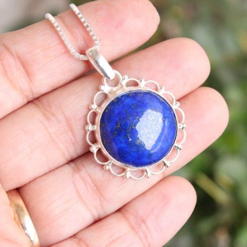 Blue pendant, Lapis lazuli pendant, Lapis silver pendant