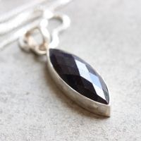 Blue sapphire pendant necklace, Silver pendant, Marquise pendant 