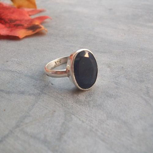 Blue sapphire ring, Sapphire Cabochon ring, Silver sapphire ring