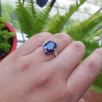 Blue sapphire silver ring, September birthstone jewelry Gift