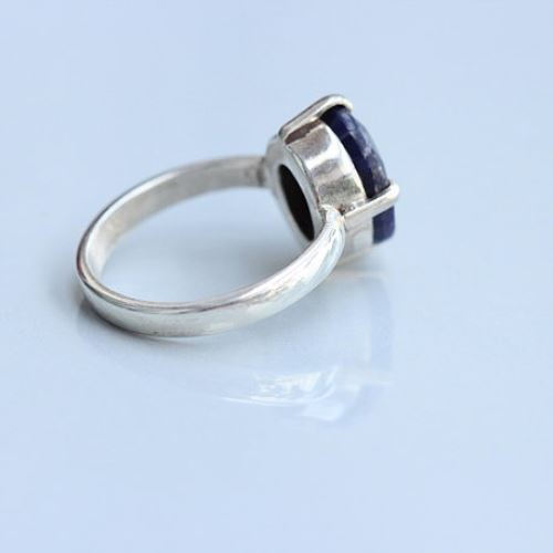 Blue sapphire silver ring, September birthstone jewelry Gift