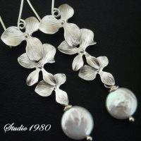 Bridal Earrings, Orchid earrings, wedding earrings, Bridal jewelry, Wedding jewelry, Pearl earringss
