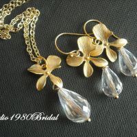 Bridal Jewelry, Bridal gold jewelry, Swarovski crystal Jewelry set, Wedding jewelry, bridesmaids gift