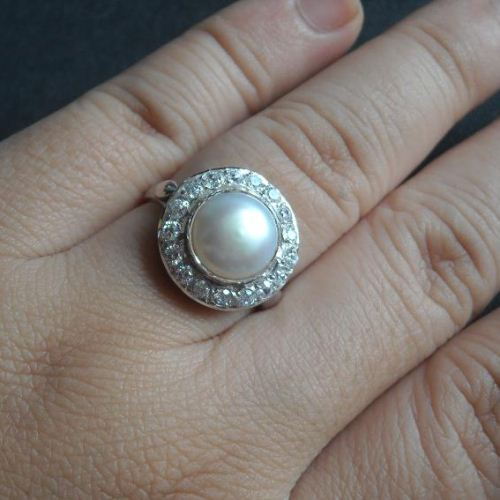 Bridal Pearl Ring - sterling silver artisan ring - June birthstone
