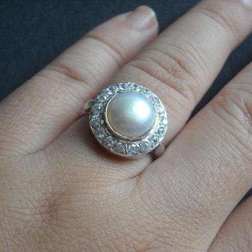 Bridal Pearl Ring - sterling silver artisan ring - June birthstone