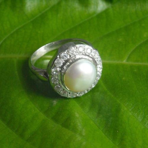 Bridal Pearl Ring - sterling silver artisan ring - June birthstone