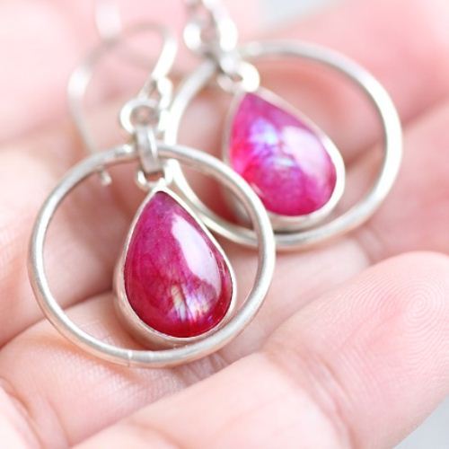 Bridal Pink Rainbow moonstone earrings, Silver dangler earrings
