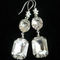 Bridal crystal earrings jewelry, wedding earrings, sterling silver