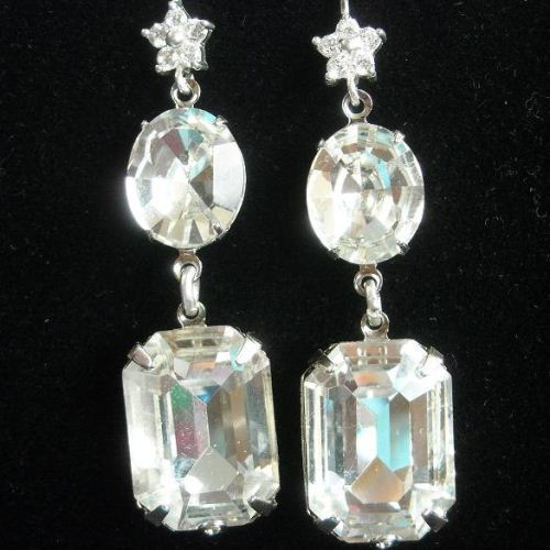 Bridal crystal earrings jewelry - wedding earrings - sterling silver