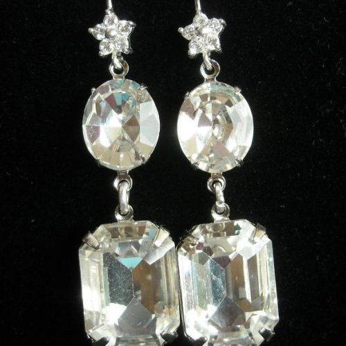 Bridal crystal earrings jewelry - wedding earrings - sterling silver