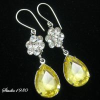 Bridal earrings, Canary yellow earrings, Swarovski Crystal earrings, Bridal jewelry,wedding jewelry