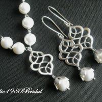 Bridal pearl Jewelry, bridal jewelry, Bridal earrings, Wedding Jewelry , Silver Pearl earrings, Set