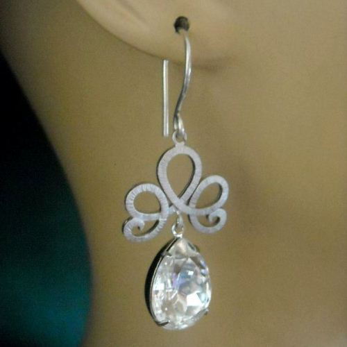 Bridal earrings - Wedding earrings - Vintage crystal sterling silver, bridal earrings