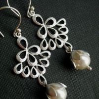 Bridal earrings, wedding jewelry, bridal jewelry, bridal pearl earring,Sterling silver earrings