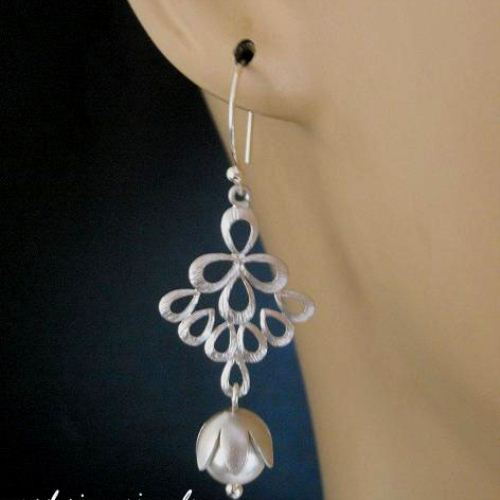 Bridal earrings, wedding jewelry, bridal jewelry, bridal pearl earring,Sterling silver earrings