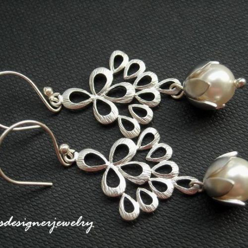 Bridal earrings, wedding jewelry, bridal jewelry, bridal pearl earring,Sterling silver earrings