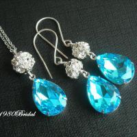 Bridal jewelry, Wedding jewelry, Bridal set, Wedding set, Bridal crystal earrings, Bridal earrings, Bridal jewelry