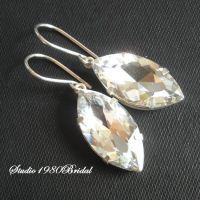 Bridal marquise earrings jewelry, crystal wedding jewelry, silver