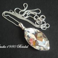Bridal necklace, Crystal pendant, Crystal necklace, Bridal pendant, Bridal jewelry, Wedding jewelry, sterling silver