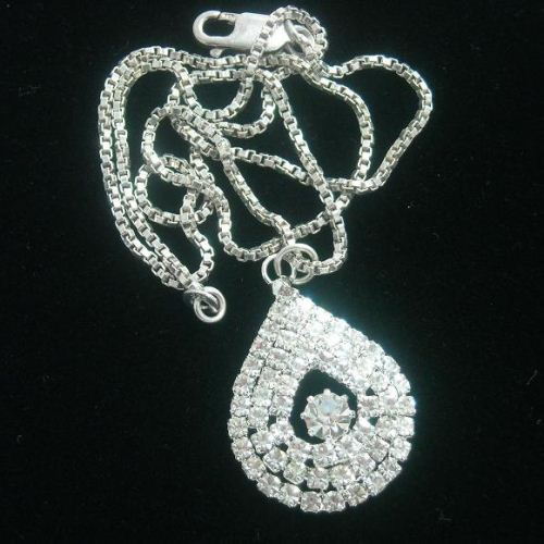 Bridal necklace, Crystal pendant, Crystal necklace, Bridal pendant, Bridal jewelry, Wedding jewelry, sterling silver