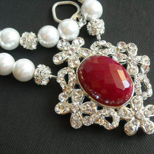 Bridal necklace earrings, Pearl necklace, Swarovski crystal necklace, Sterling silver jewelry,wedding jewelry