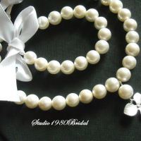 Bridal necklace, pearl bracelet,Flower girl jewelry, Bridemaids jewelry,Pearl necklace, Swarovski crystal pearls