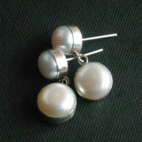 Handmade pearl earrings jewelry, Pearl post earrings, Sterling silver