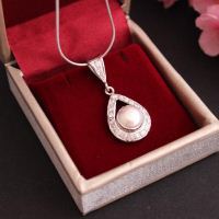 Bridal pendant, Pearl pendant, Bridal silver wedding jewelry 