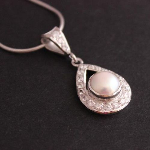 Buy Bridal pendant, Pearl pendant, Bridal silver wedding jewelry online ...
