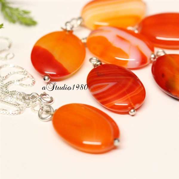 Bridesmaid gift - Orange pendant- silver jewelry set - jewelry 
