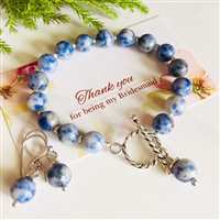 Bridesmaid gift - blue bracelet - earrings - Silver set