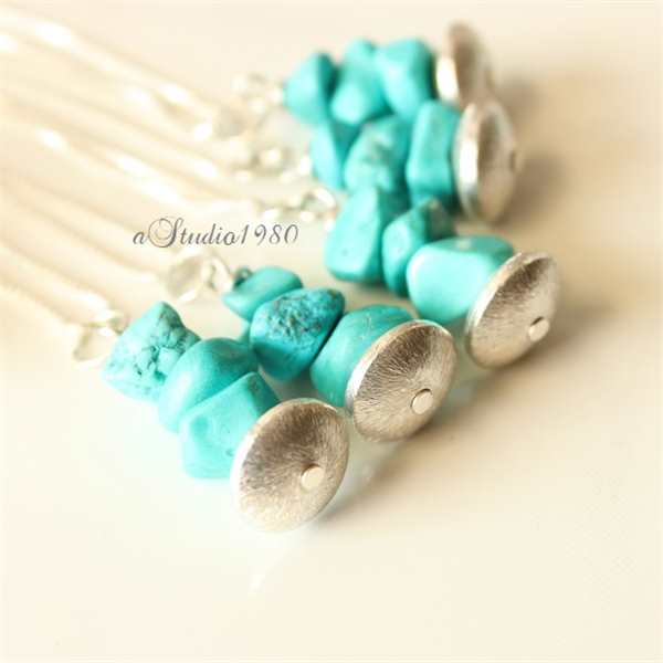 Bridesmaid jewelry sets of 5 - Turquoise Bridesmaid gifts silver